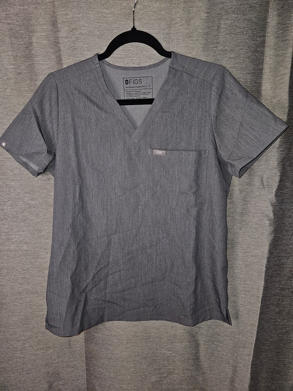 FIGS Catarina One-Pocket Scrub Top Womens Sz Small Gray Graphite Short Sleeve